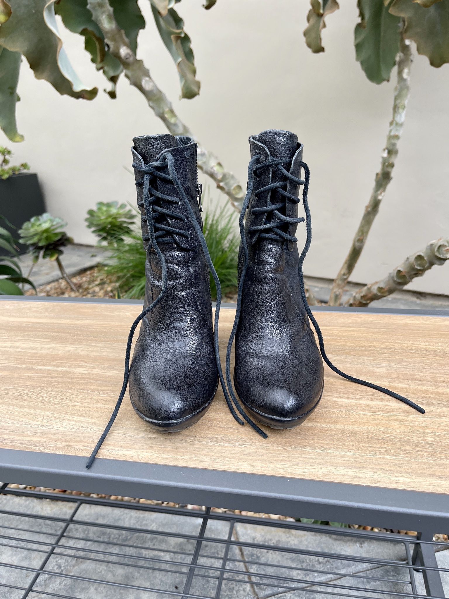 Nordstrom Kork-Ease Black Leather Boots Size 7