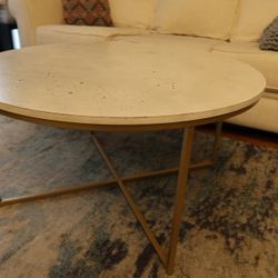 Round Coffee Table – Modern Gold Base