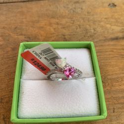 Size 7 Opal / Pink Ice 925 Ring