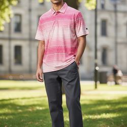 NEW YATTA Golf Polo Shirt Men’s Size Large  Peach Ombré NWT 