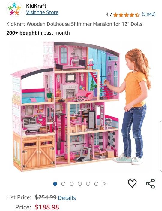 KidKraft Wooden Dollhouse Shimmer Mansion for 12" Dolls