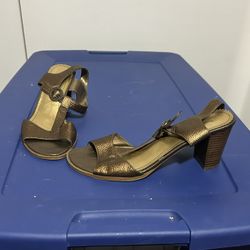 Bronze T-Strap Heels