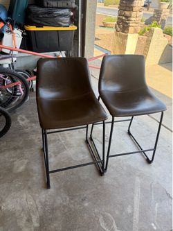 Dark brown leather stools