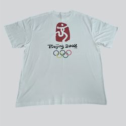 Beijing Olympics 2008 vintage white graphic t shirt Size XL