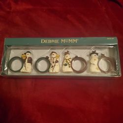 Debbie Mumm snowman napkin rings set of 4