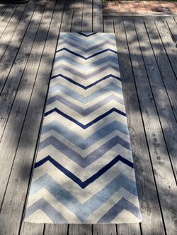 Blue & White Zig Zag Runner rug 
