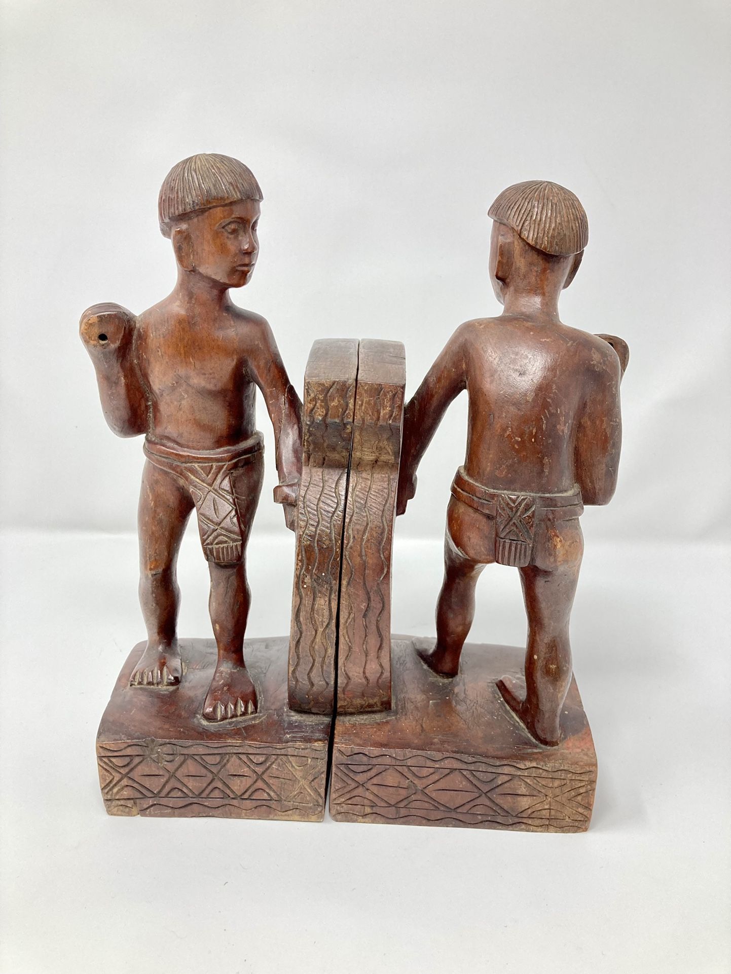 Vintage Wood Carved South American Tribal Bookends
