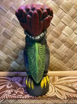Toucanator Toucan Tiki Mug Tiki Farm Tim Wollweber Black Glaze 8.5" Tall