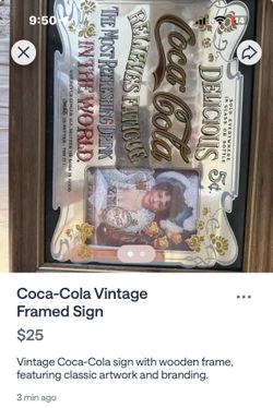 Vintage Coca-Cola Framed Sign