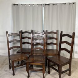  Solid Wood Hacienda Style Dining Side Chairs (6)