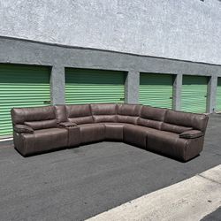Brower Fabric Power Reclining Sectional Couch with Power Headrests