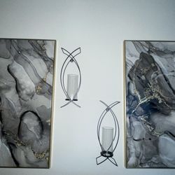 2 Decor Wall Art & Candle Holders