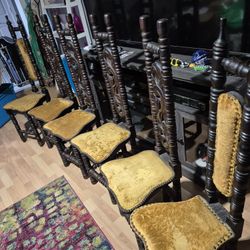 Antique Spanish Jacobean High Back Chairs 