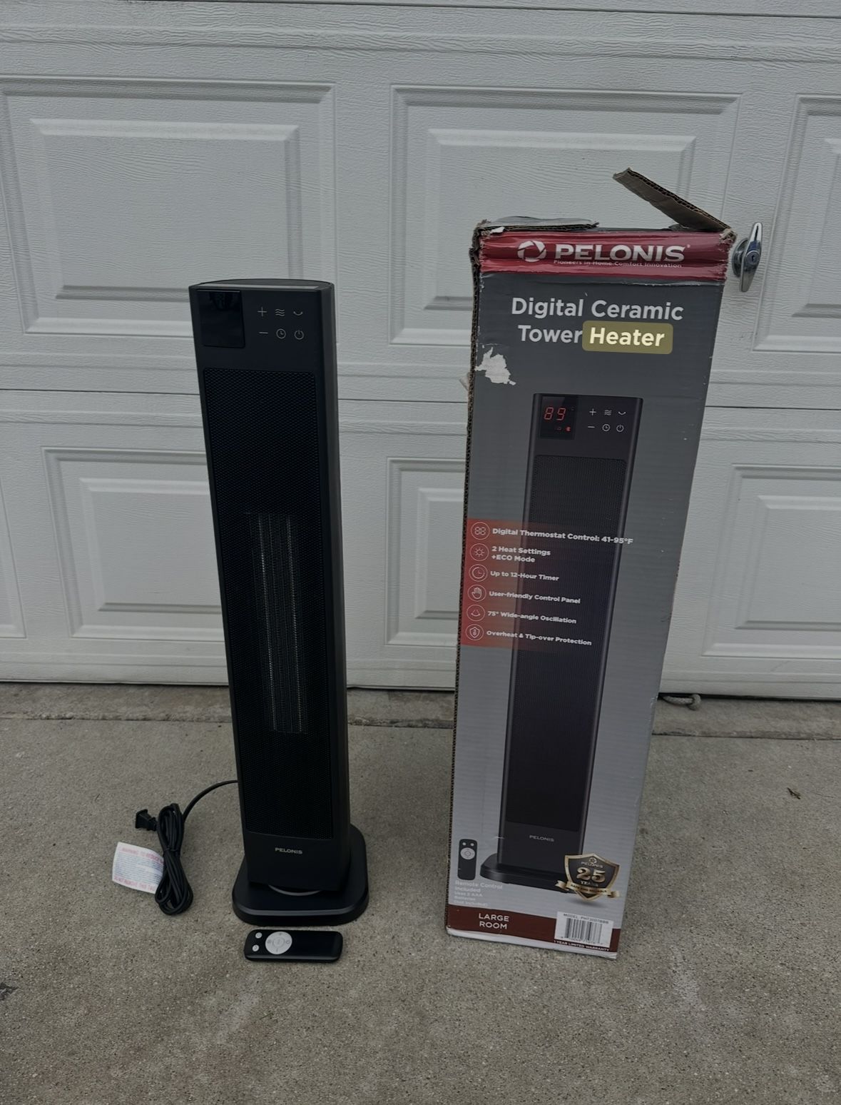 Pelonis 30 in. 1500-Watt Digital Tower Ceramic Heater