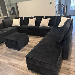 Kandle Modular Upholstered Velvet Chaise Sectional Sofa