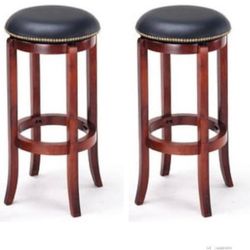 Set Of 2 30” Height Wooden Bar Stools