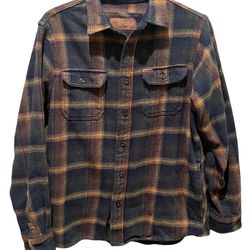 Men’s Orvis Heavy Flannel Plaid Shirt Size Small