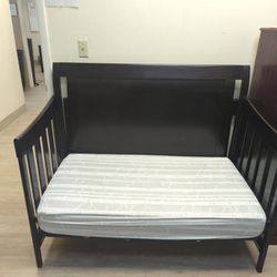Baby Crib Coverted Toddler Bed With Mattress
