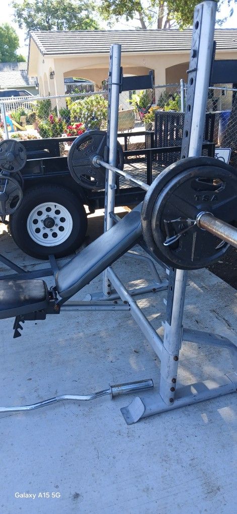 Weights And Bench With Weight Stand