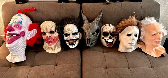Lot of 7 Halloween Horror Costume Masks