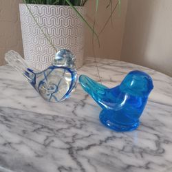 $25 Leo Ward 1996 AND Murano Blue Clear 1960/70 Bird. Both Birds in Fantastic Condition. Ward SIGNED
