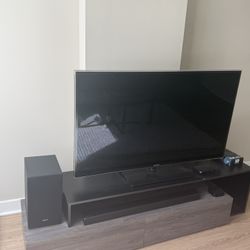 TV Stand, TV, Soundbar