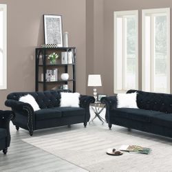 Black Velvet Sofa & Loveseat 💥Black Friday SALE💥