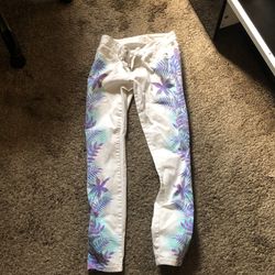 White And Leaves Jeans