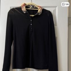 Girls Burberry Long-sleeve Polo Top Signature Check Collar