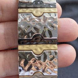 Vintage Metal Hammer Tricolor Linked Stretch Bracelet