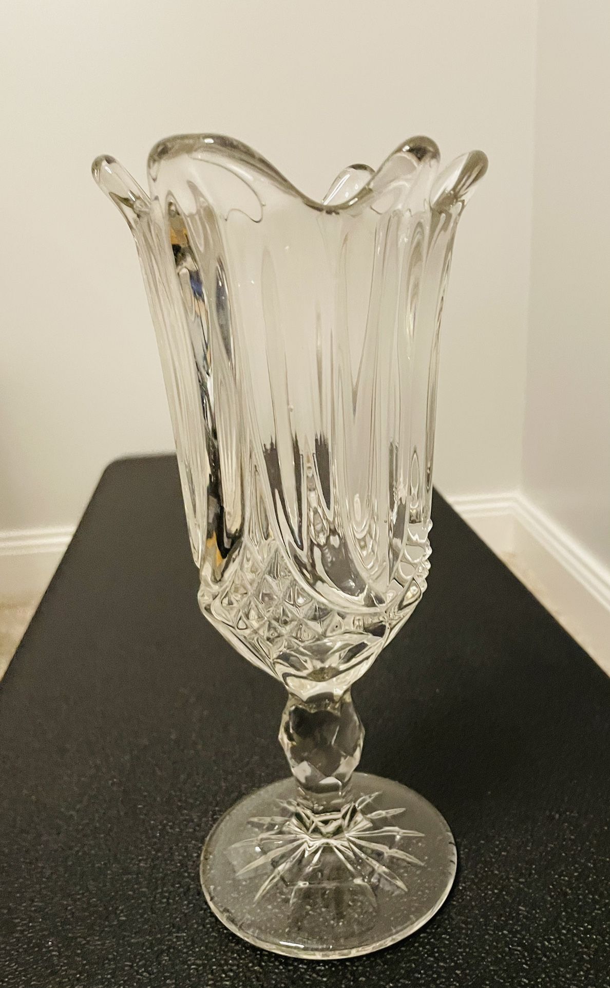 Antique EAPG Glass Tulip & Sawtooth Celery Vase