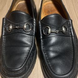 GUCCI Men’s Black Leather Horse Bit Loafers Size 9.5
