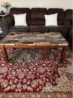 Coffee Table + 2 Matching Side/End Tables - Beautiful Mosaic Stone Top Set