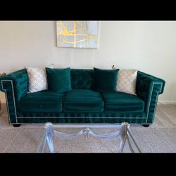 Green Velvet Couch N Chair 