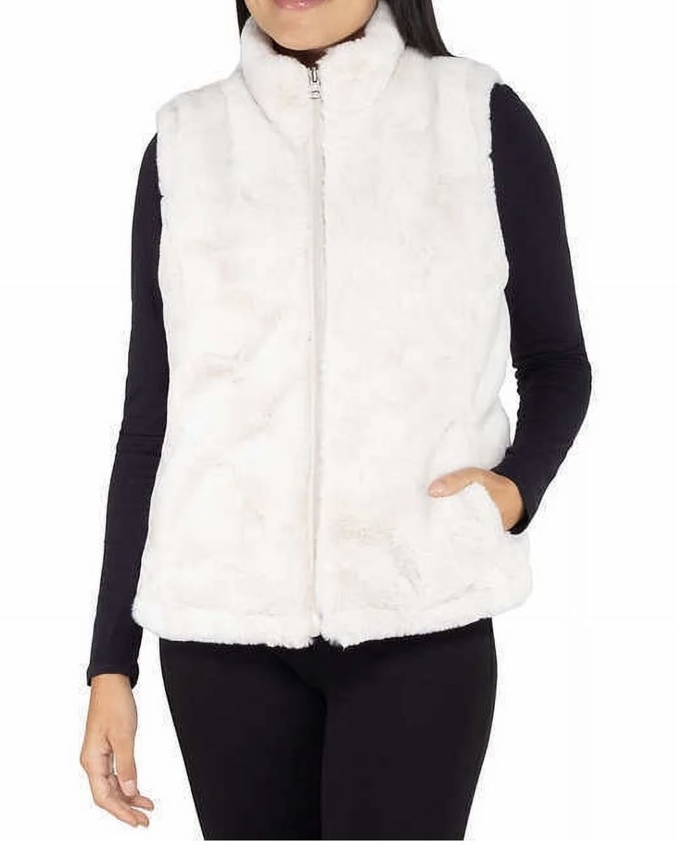 Nicole Miller Women's Plus Reversible Cozy Quilted Faux Fur Insulated Puffer Vest, 2X