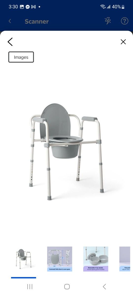 Medline 3-in-1 Steel Bedside Commode, Standard Seat, Sturdy Folding Frame, 7.5 QT. Bucket, 350 lb. Weight Capacity, Clip-on Seat, Easy Cleaning, Tool-