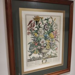 Vintage September Flowers Art Print from 12 MONTH OF FLOWERS Paintings by Flemi