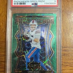 Josh Allen 24 Select Phenomenon Green Prizm #25 1 Of 5 Pop 1 PSA 9 MINT