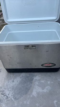 Coleman retro stainless steel cooler.