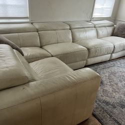 Z Gallerie Leather couches with recliner Off white