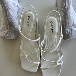 On 34th Womens Cloverr Strappy Block Heels White Smooth size 8