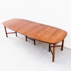 Refinished Mid Century Modern Expandable Walnut Dining Table by Henredon