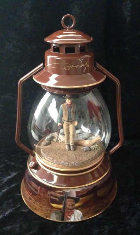 John Wayne "An American Legend" ceramic and glass lantern by Ardleigh Elliott lighted collectible and rare