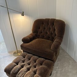 Vintage Tufted Armchair W/ottoman  Leopard Print