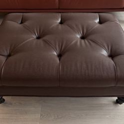 Brown Leather Ottoman