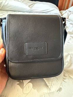 mens coach sling leather black authentic
