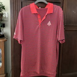 Adidas Navy Red White Stripped Golf Shirt