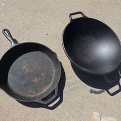Lodge Cast Iron Pan and Wok