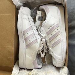 New Women's Adidas Lavender White Superstar Shoes
