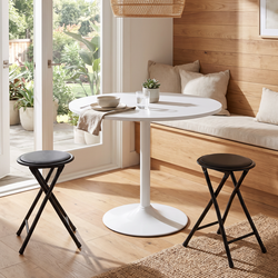 Homy Casa CLIFT NL + NEW PORT Black 3PC 31.5" White Dining Set with 2 Black Chairs for Kitchen & Dining Room Open Box